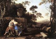 LA HIRE, Laurent de Landscape with Peace and Justice Embracing st Germany oil painting reproduction
